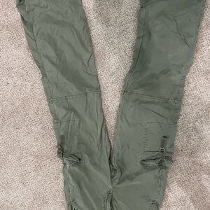 American Eagle Outfitters Green Cargo Pants with Adjustable Ankle Cords